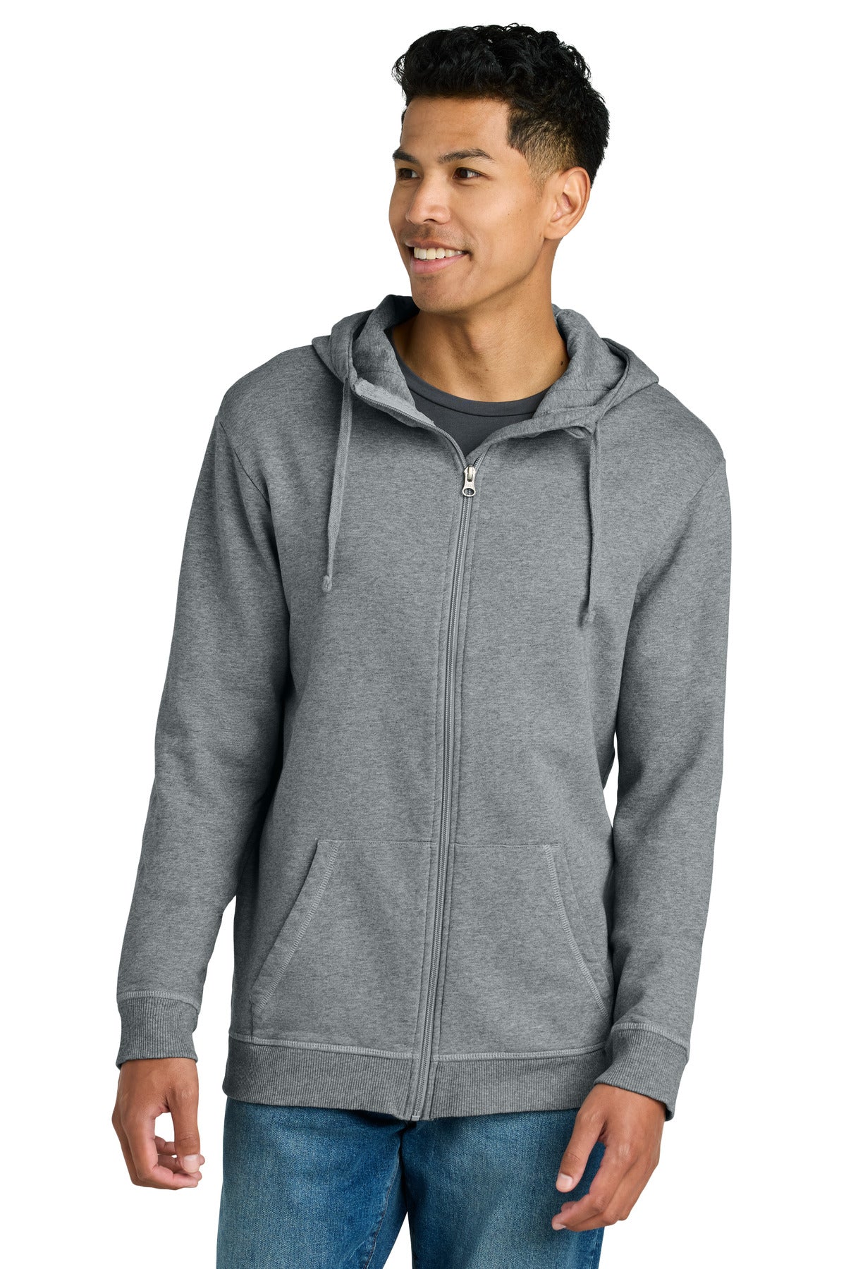 Custom logo LIMITED EDITION tentree® Organic Cotton Fleece Full-Zip Hoodie TTCM4367 in Grey Heather