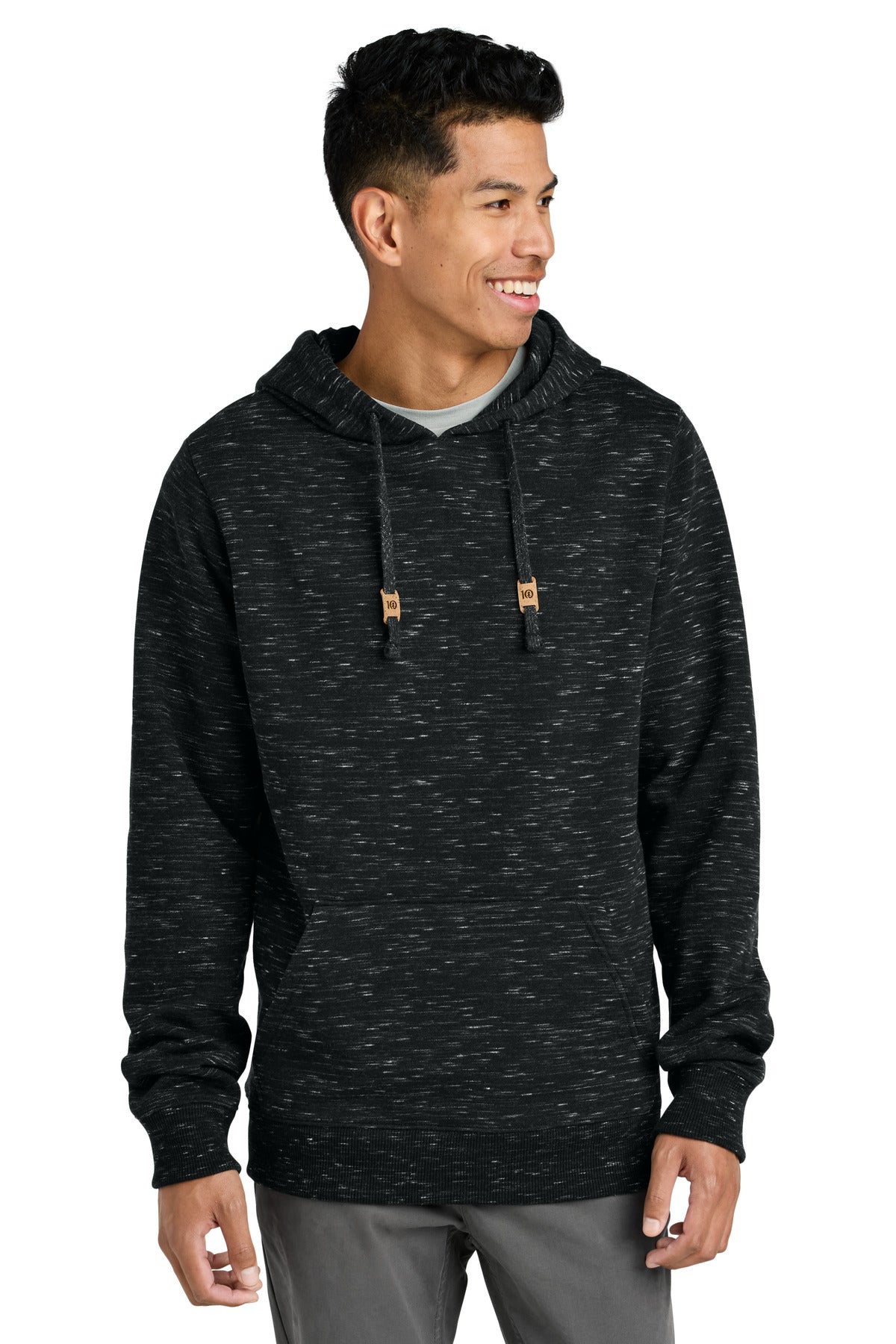 Custom logo LIMITED EDITION tentree® Space Dye Fleece Classic Hoodie TTCM4413 in Meteorite Black Space Dye