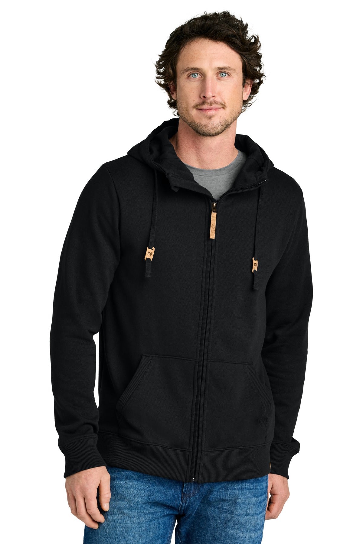 Custom logo tentree® Space Dye Fleece Full-Zip Hoodie TTCM4414 in Meteorite Black