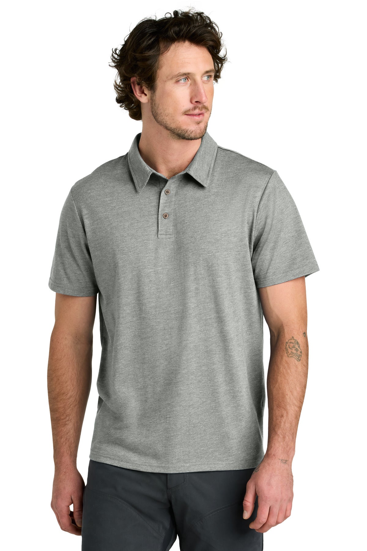Custom logo LIMITED EDITION tentree® TreeBlend Polo TTCM5660 in Hi Rise Grey Heather
