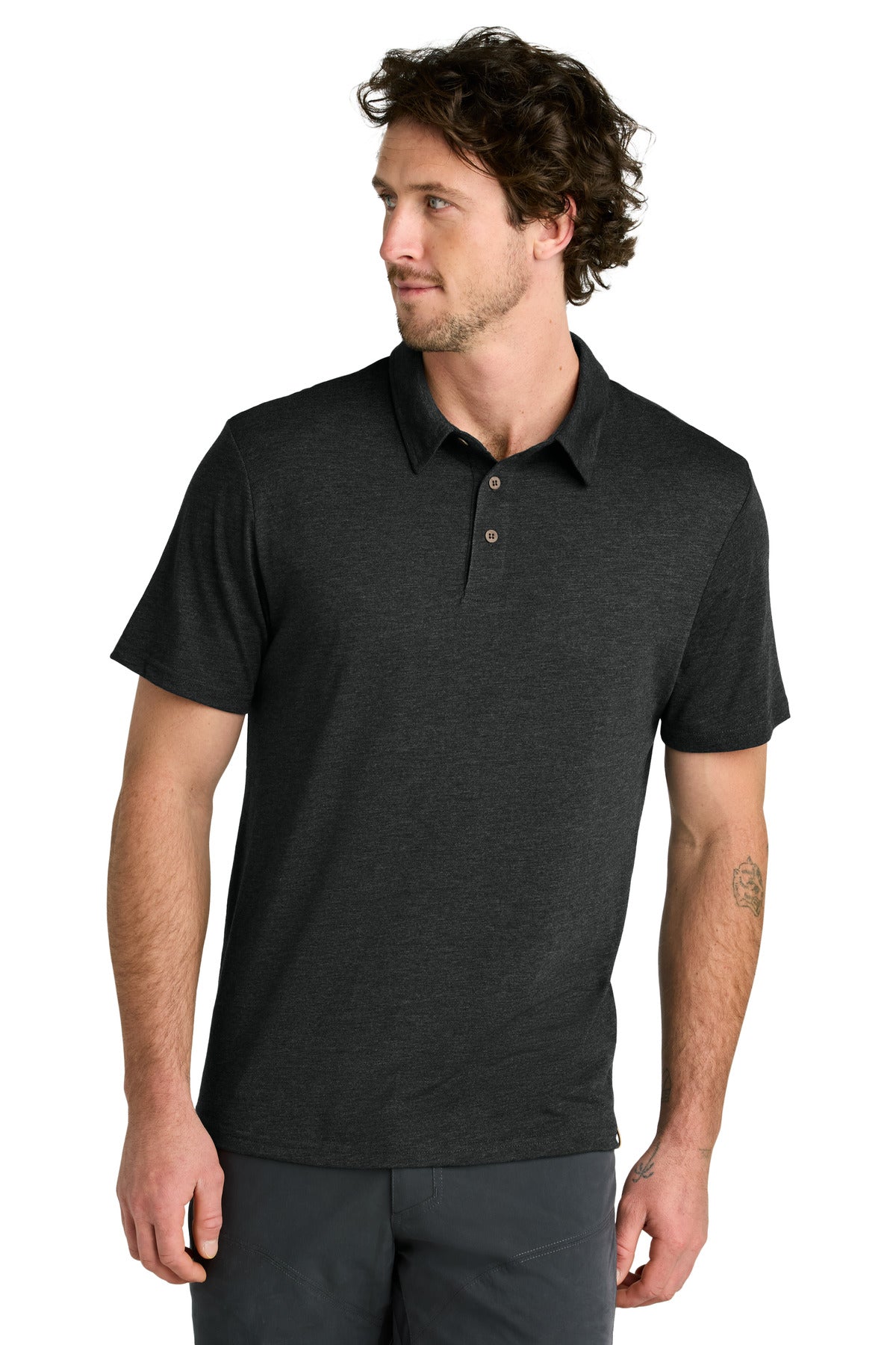 Custom logo LIMITED EDITION tentree® TreeBlend Polo TTCM5660 in Meteorite Black Heather