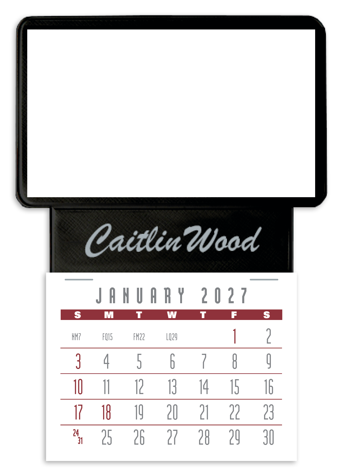 Press-N-Stick Business Card Holder With Imprint And Calendar Pad