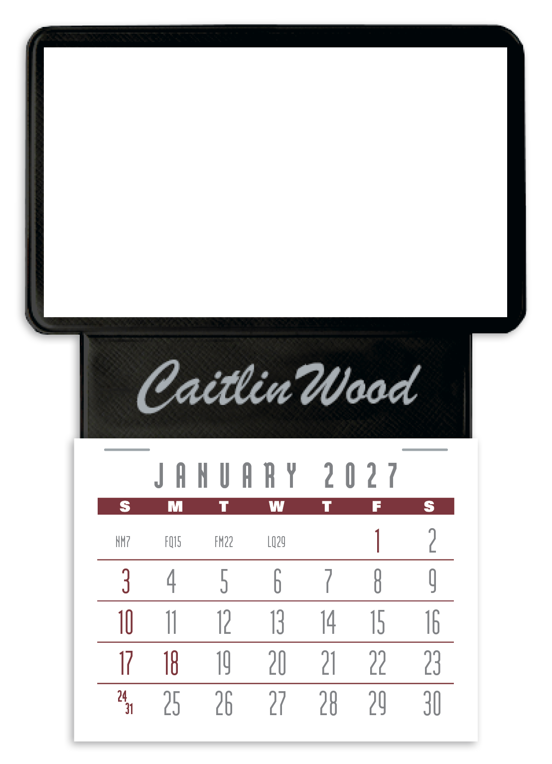 Press-N-Stick Business Card Holder With Imprint And Calendar Pad