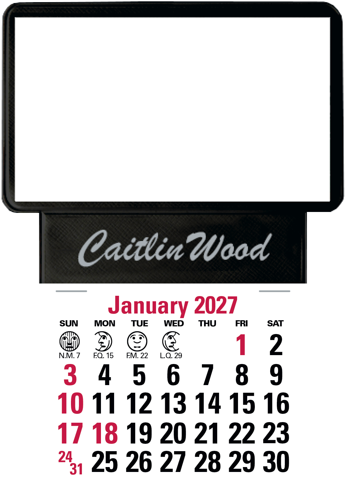 Press-N-Stick Business Card Holder With Imprint And Calendar Pad