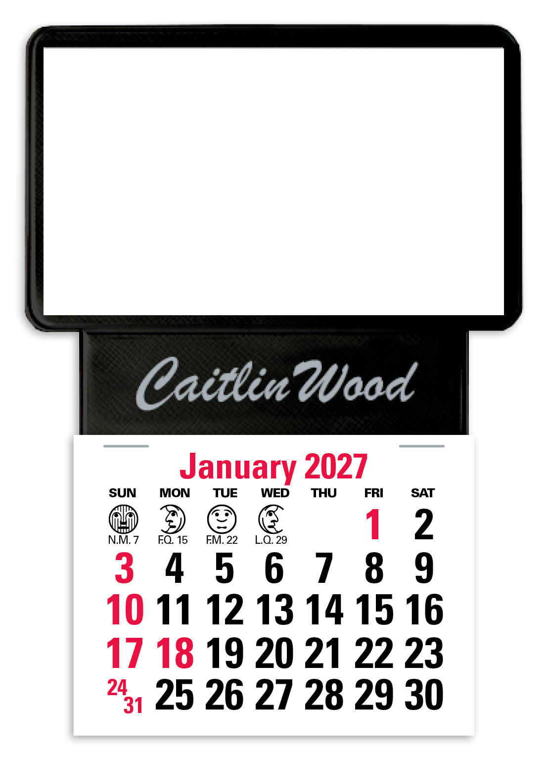 Press-N-Stick Business Card Holder With Imprint And Calendar Pad