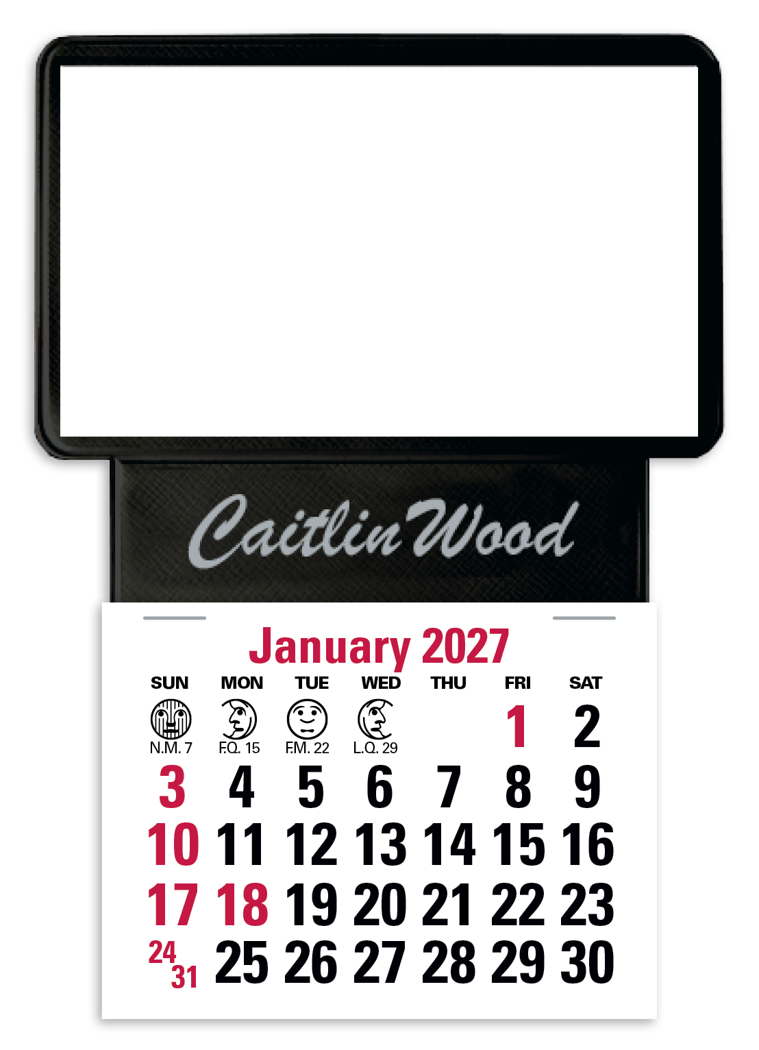 Press-N-Stick Business Card Holder With Imprint And Calendar Pad