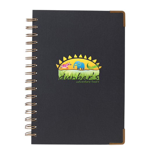 Custom logo Woven Paper Hardback With Metal Accents Notebook