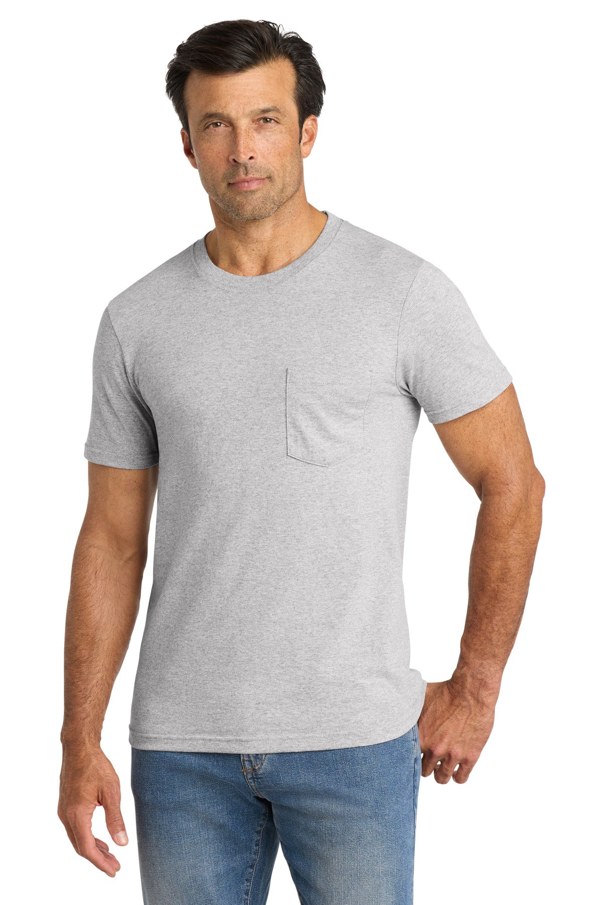 Custom logo Volunteer Knitwear™ All-American Pocket Tee VL100P in Athletic Heather