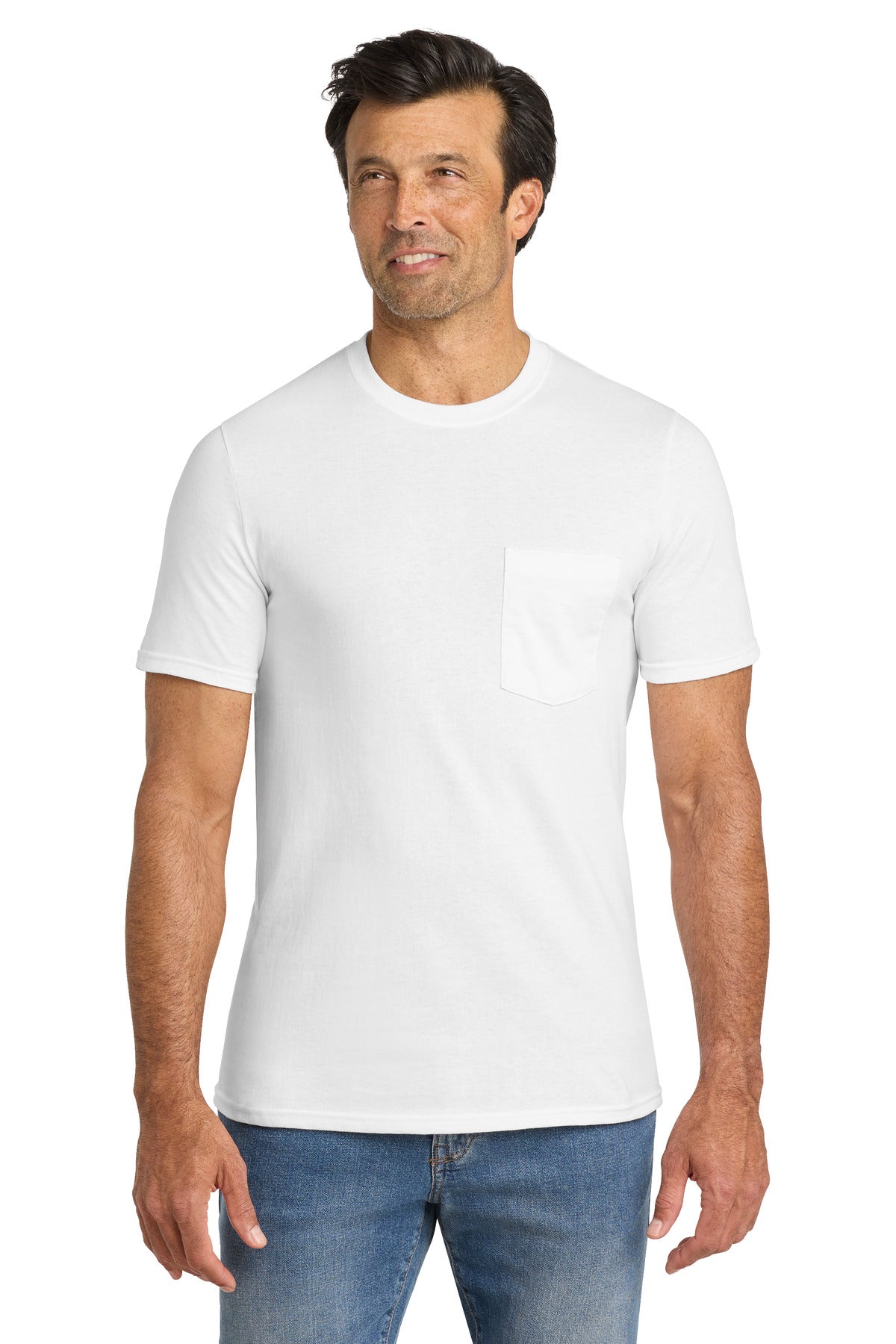 Custom logo Volunteer Knitwear™ All-American Pocket Tee VL100P in White