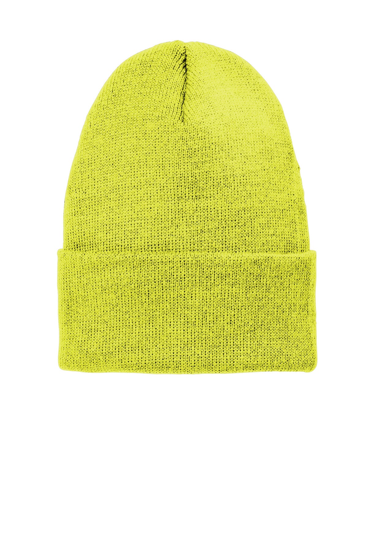 Custom logo Volunteer Knitwear™ Chore Beanie VL10 in Neon Yellow