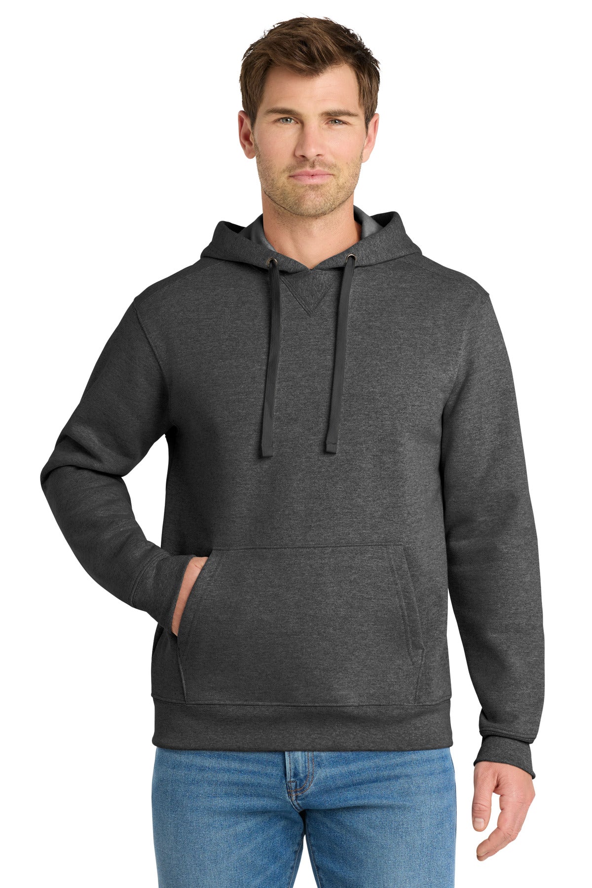 Custom logo Volunteer Knitwear™ Chore Fleece Pullover Hoodie VL130H in Charcoal Heather