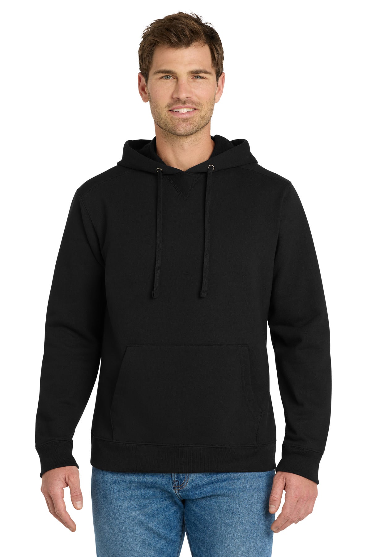 Custom logo Volunteer Knitwear™ Chore Fleece Pullover Hoodie VL130H in Deep Black