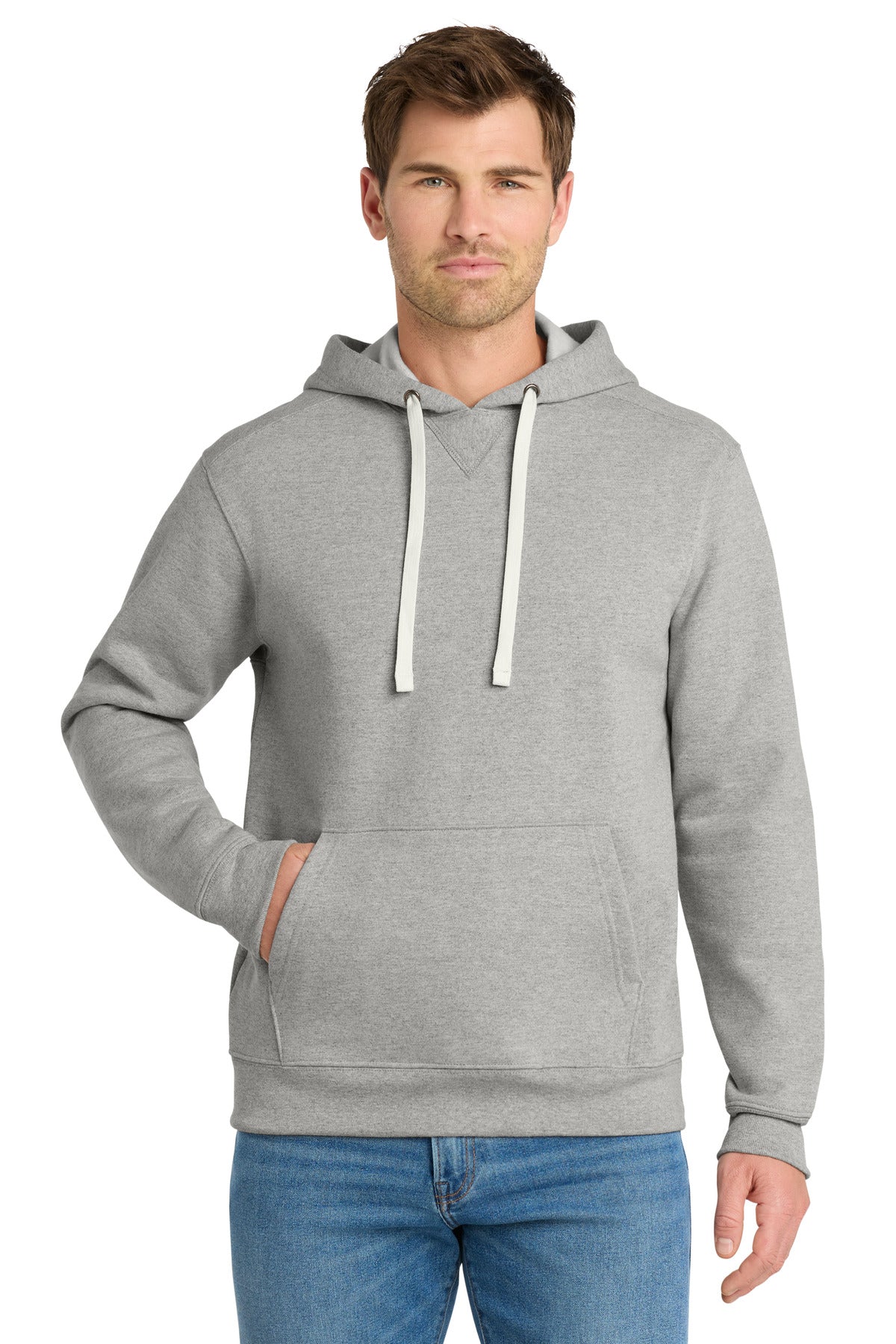 Custom logo Volunteer Knitwear™ Chore Fleece Pullover Hoodie VL130H in Heather Grey