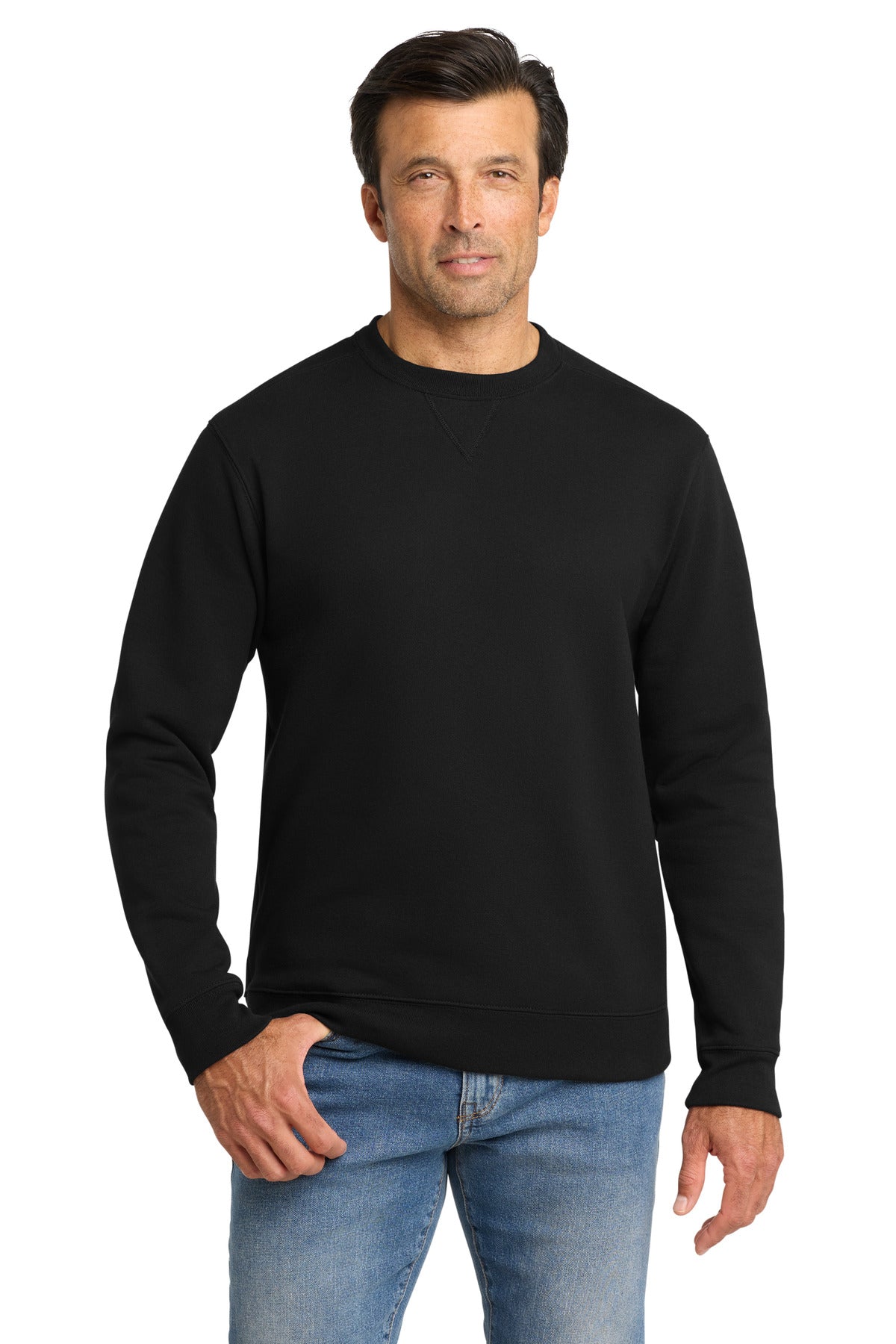 Custom logo Volunteer Knitwear™ Chore Fleece Crewneck VL130 in Deep Black