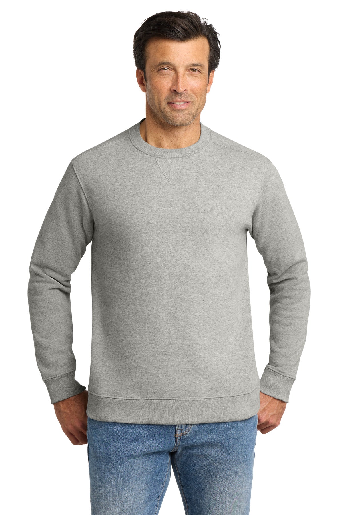 Custom logo Volunteer Knitwear™ Chore Fleece Crewneck VL130 in Heather Grey