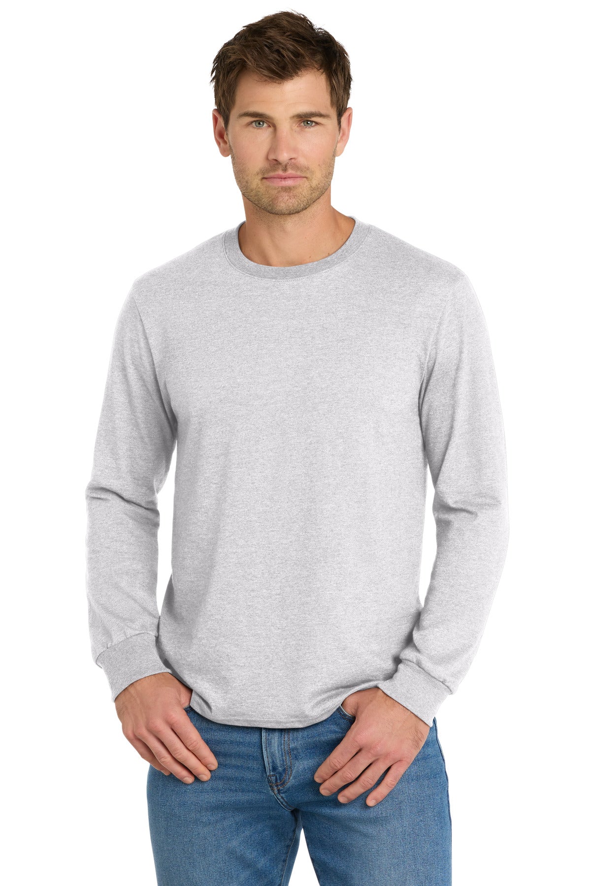 Custom logo Volunteer Knitwear™ Chore Long Sleeve Tee VL60LS in Athletic Heather