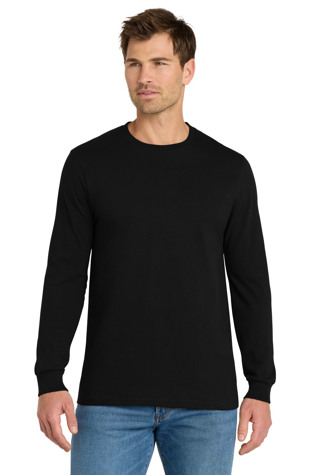 Custom logo Volunteer Knitwear™ Chore Long Sleeve Tee VL60LS in Deep Black