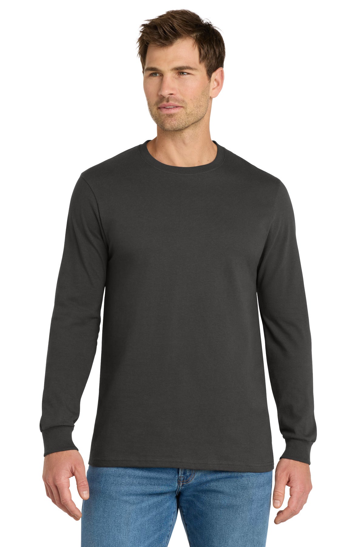 Custom logo Volunteer Knitwear™ Chore Long Sleeve Tee VL60LS in Grey Steel