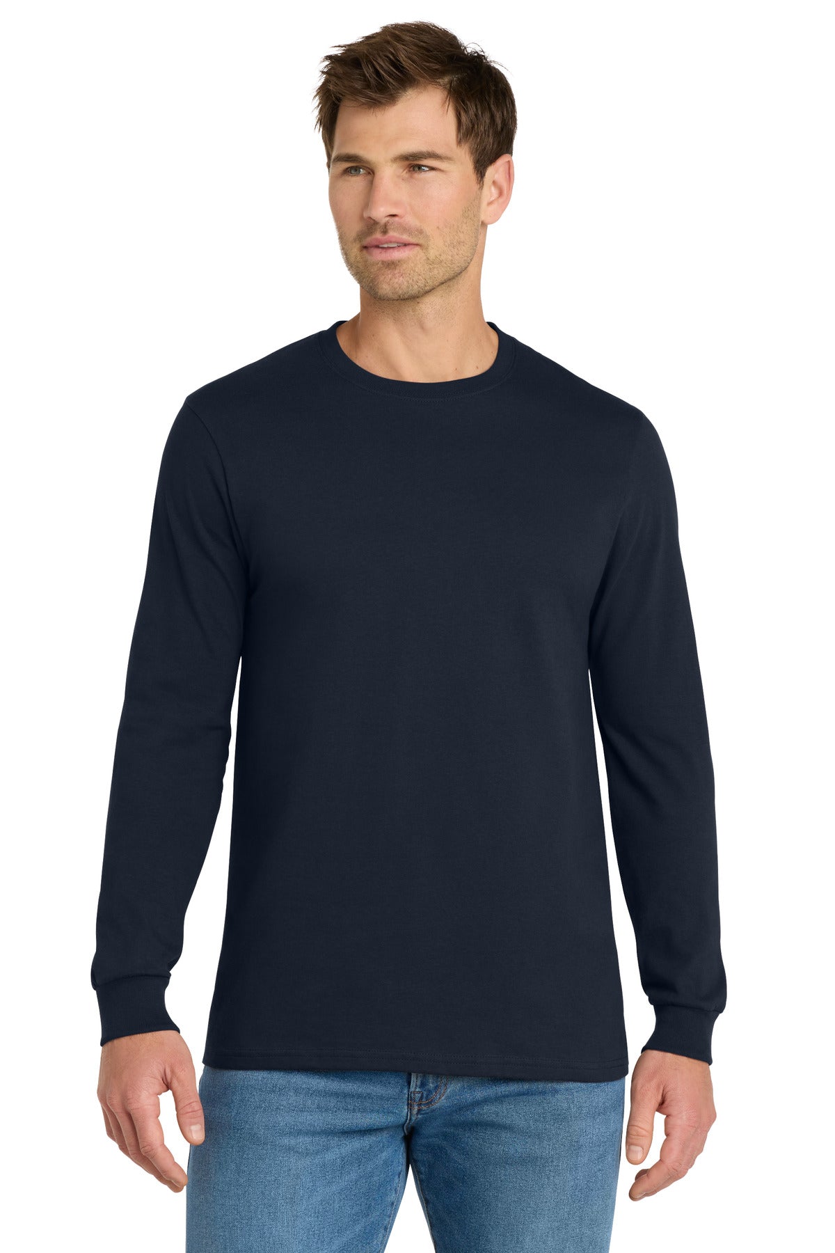 Custom logo Volunteer Knitwear™ Chore Long Sleeve Tee VL60LS in Strong Navy