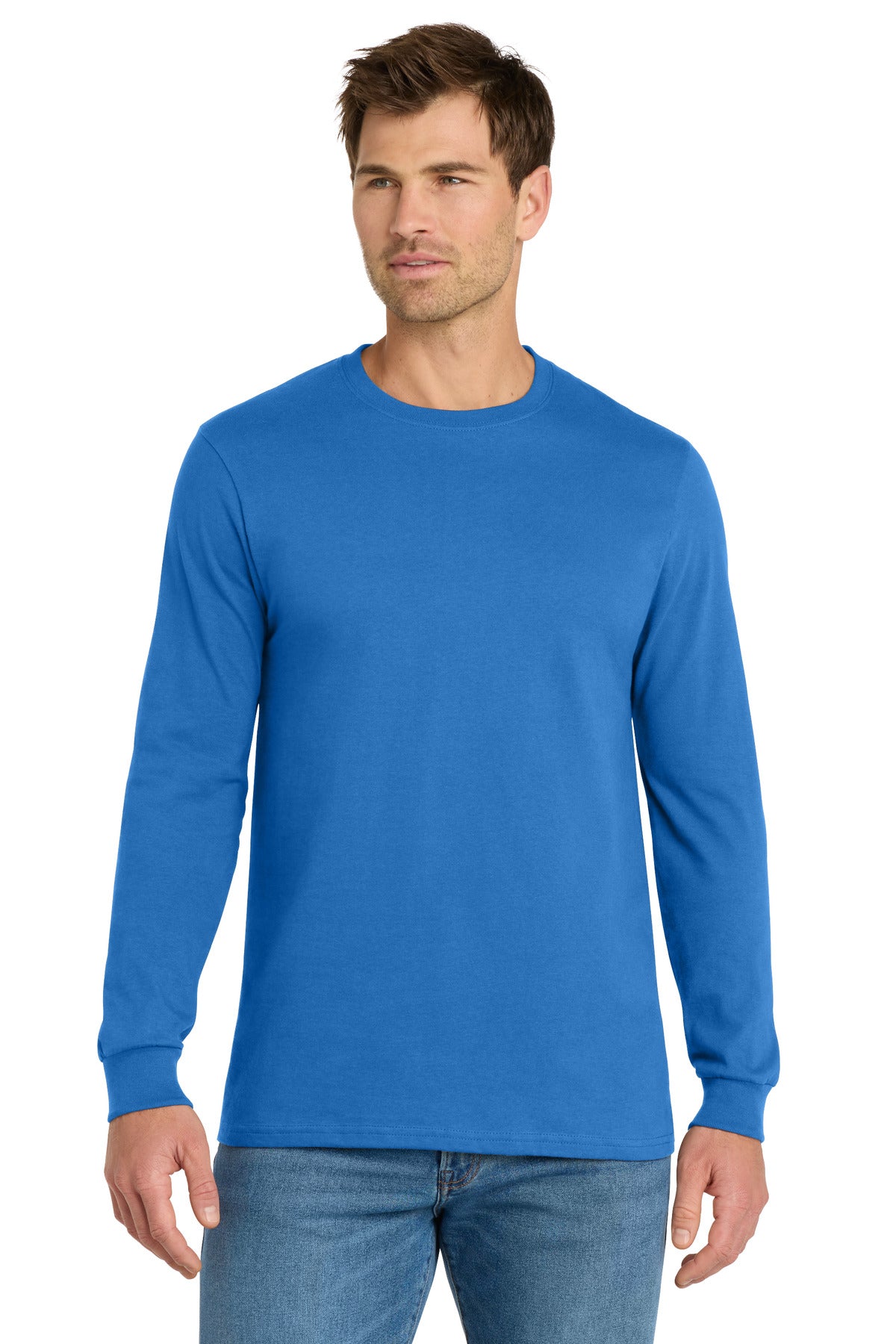 Custom logo Volunteer Knitwear™ Chore Long Sleeve Tee VL60LS in True Royal