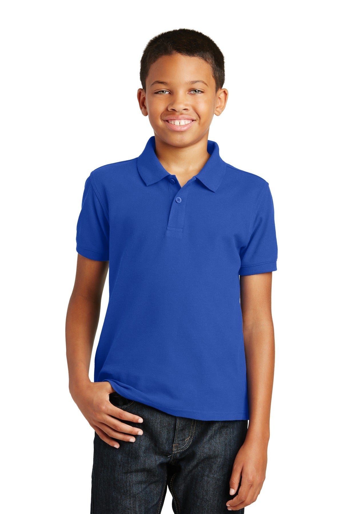 Custom logo Port Authority® Youth Core Classic Pique Polo. Y100 in True Royal