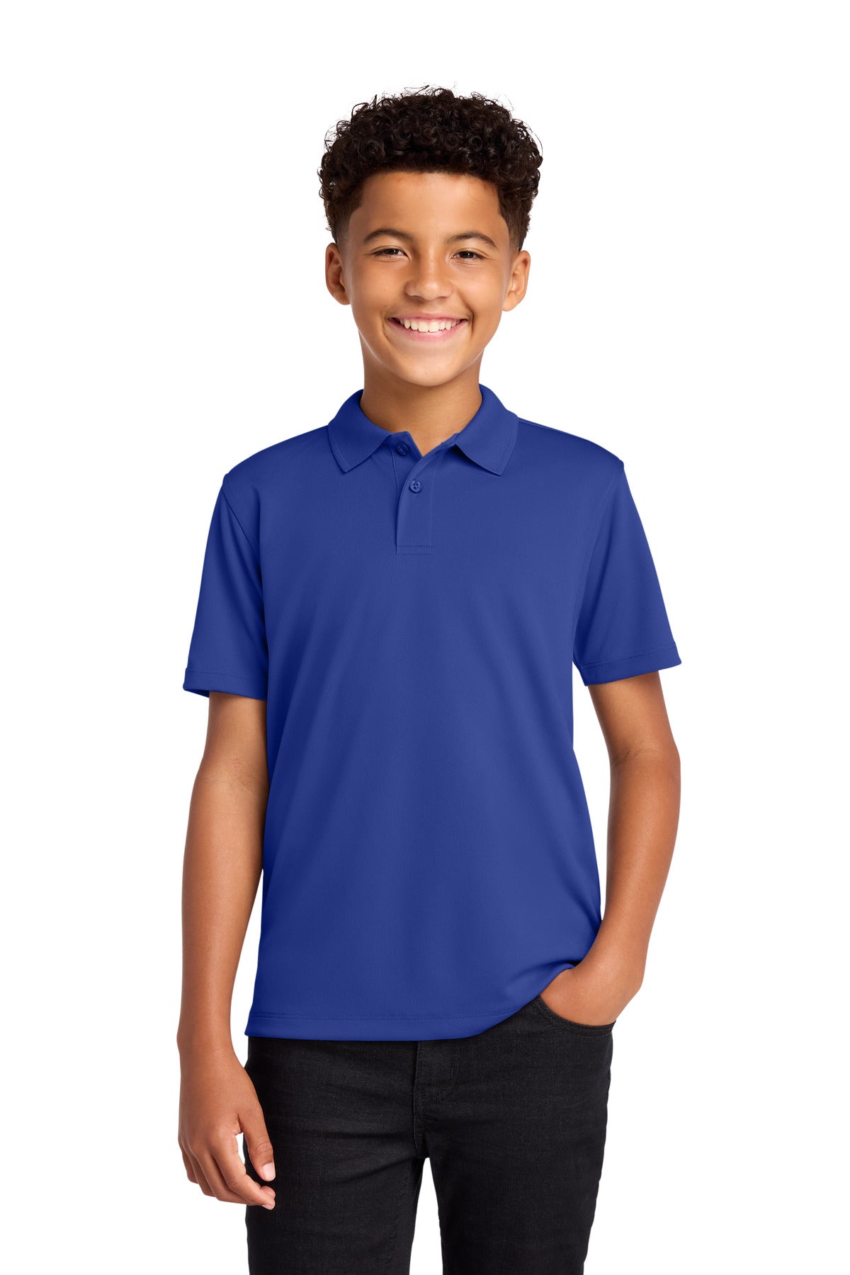 Custom logo Port Authority® Youth Dry Zone® UV Micro-Mesh Polo Y110 in True Royal