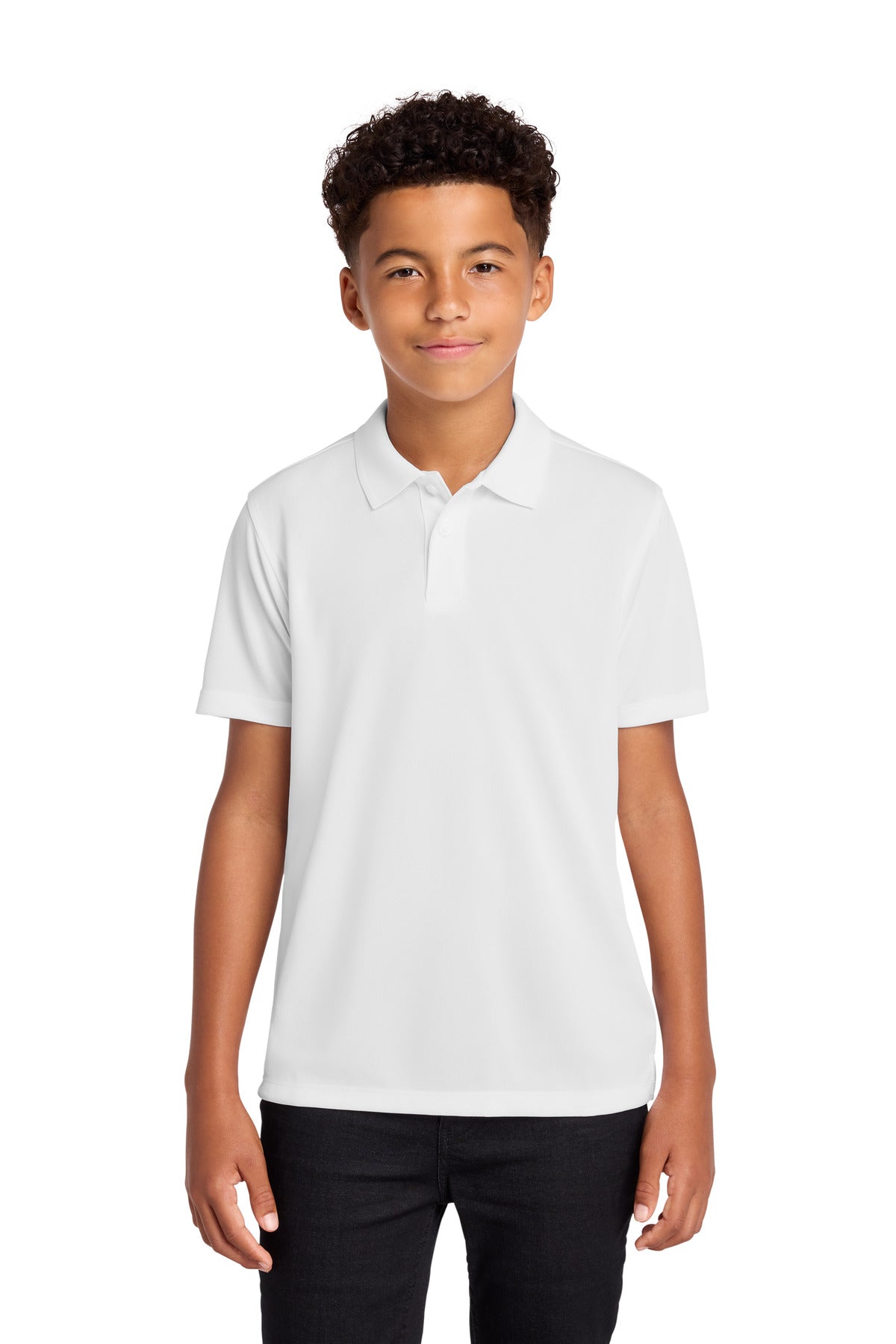 Custom logo Port Authority® Youth Dry Zone® UV Micro-Mesh Polo Y110 in White
