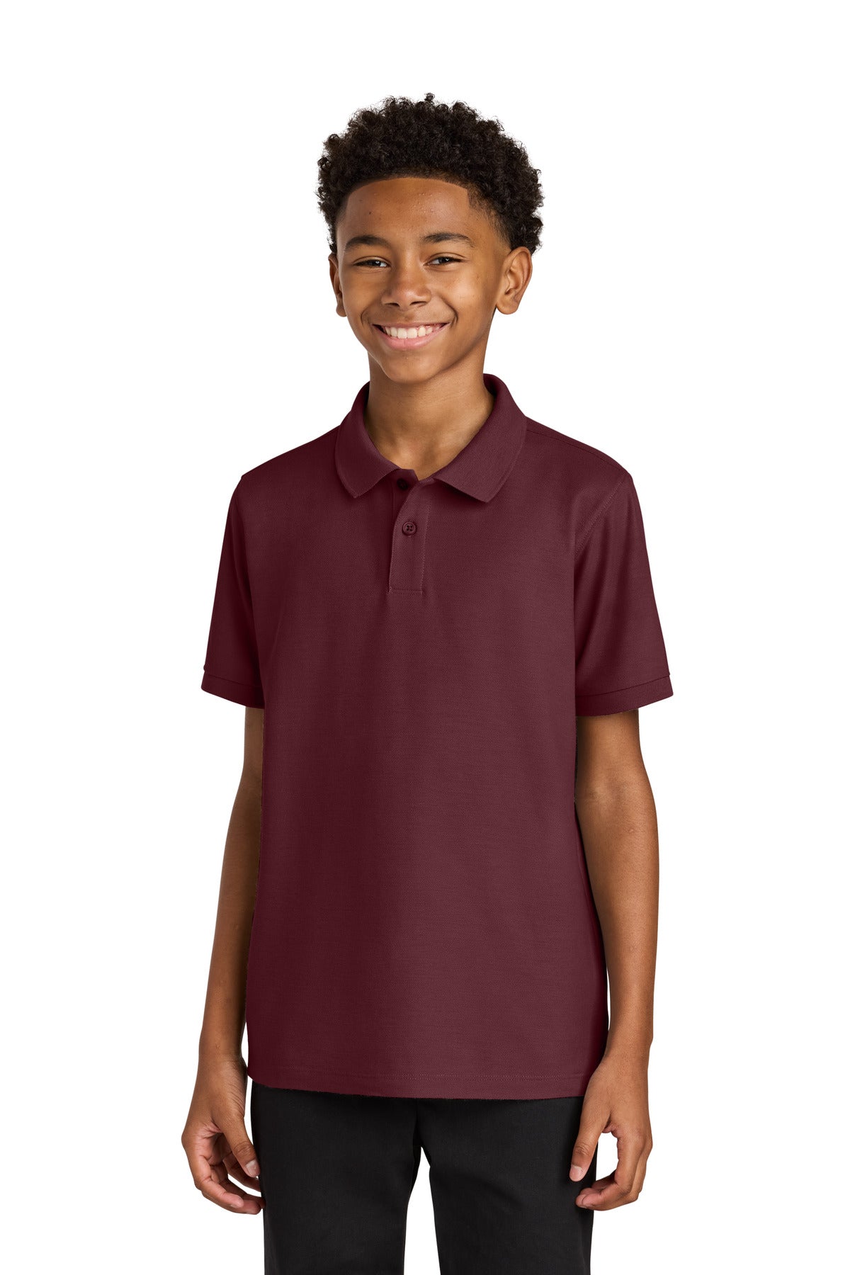 Custom logo Port Authority® Youth Wearever Signature Pique Polo Y200 in Burgundy