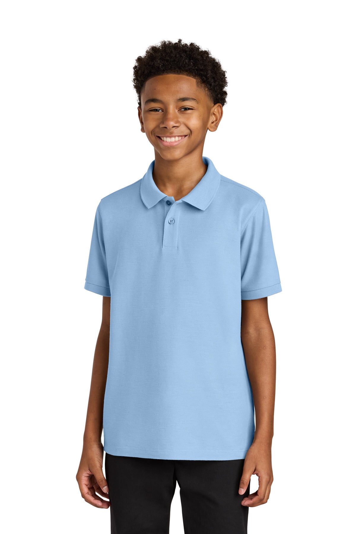 Custom logo Port Authority® Youth Wearever Signature Pique Polo Y200 in Cloud Blue
