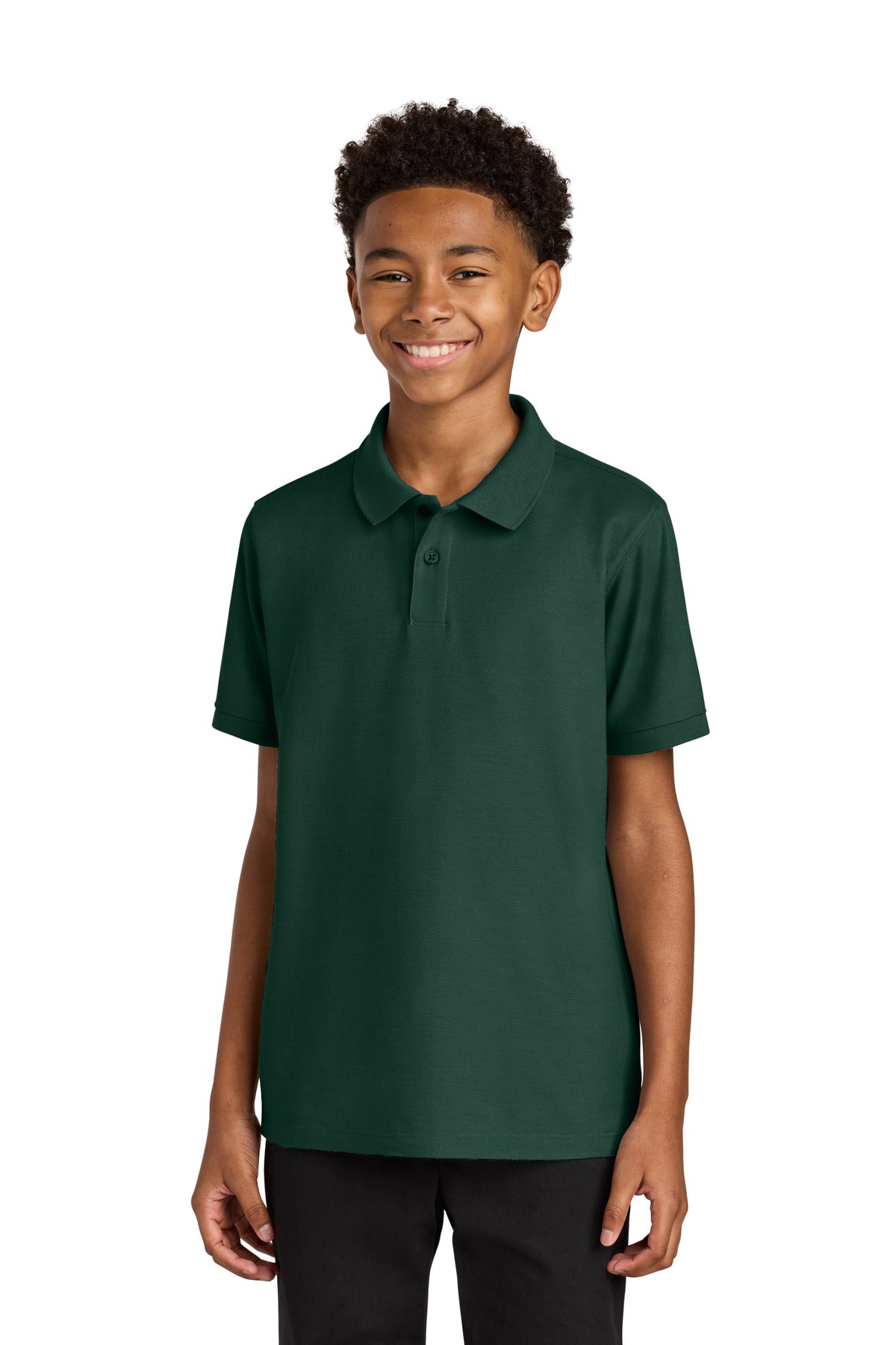 Custom logo Port Authority® Youth Wearever Signature Pique Polo Y200 in Dark Green