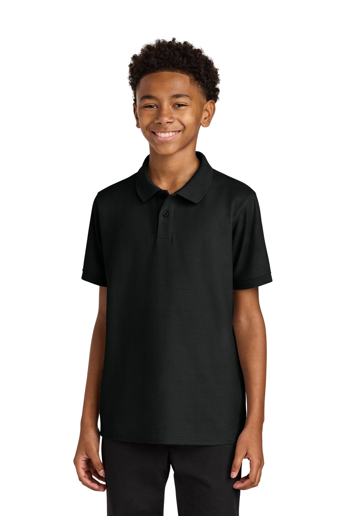 Custom logo Port Authority® Youth Wearever Signature Pique Polo Y200 in Deep Black
