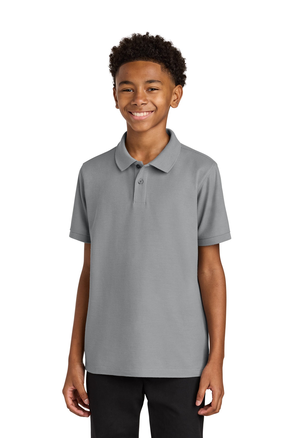 Custom logo Port Authority® Youth Wearever Signature Pique Polo Y200 in Gusty Grey