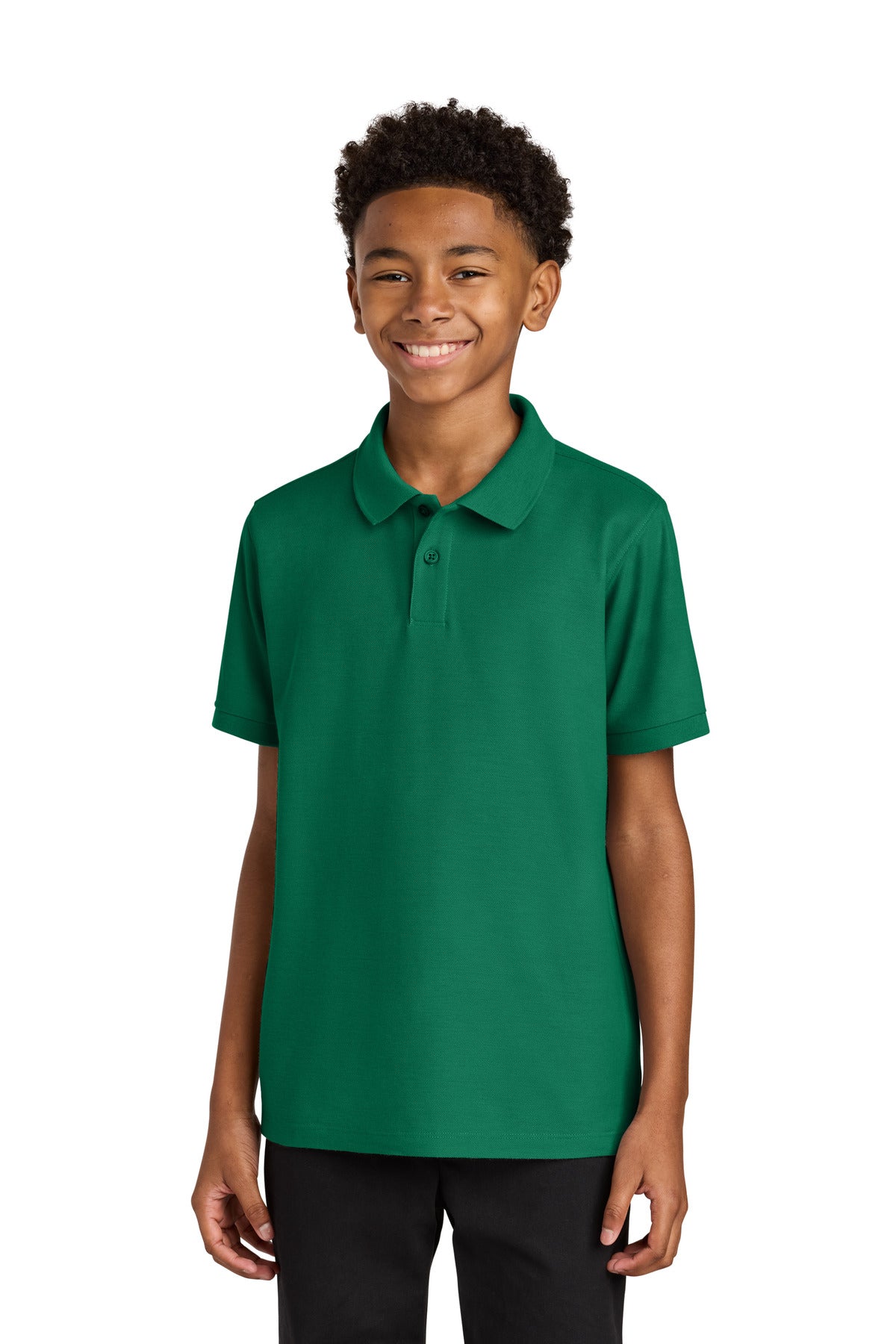 Custom logo Port Authority® Youth Wearever Signature Pique Polo Y200 in Kelly Green