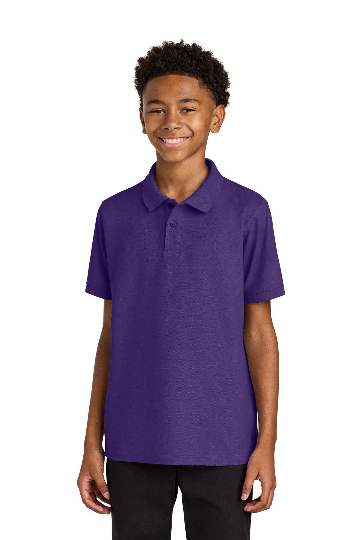Custom logo Port Authority® Youth Wearever Signature Pique Polo Y200 in Prism Purple