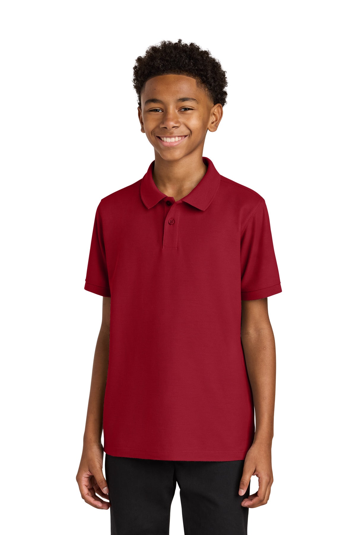 Custom logo Port Authority® Youth Wearever Signature Pique Polo Y200 in Rich Red