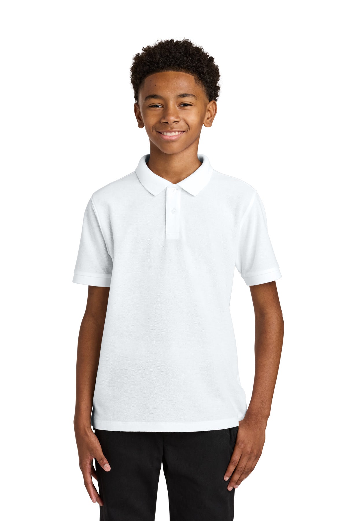 Custom logo Port Authority® Youth Wearever Signature Pique Polo Y200 in White