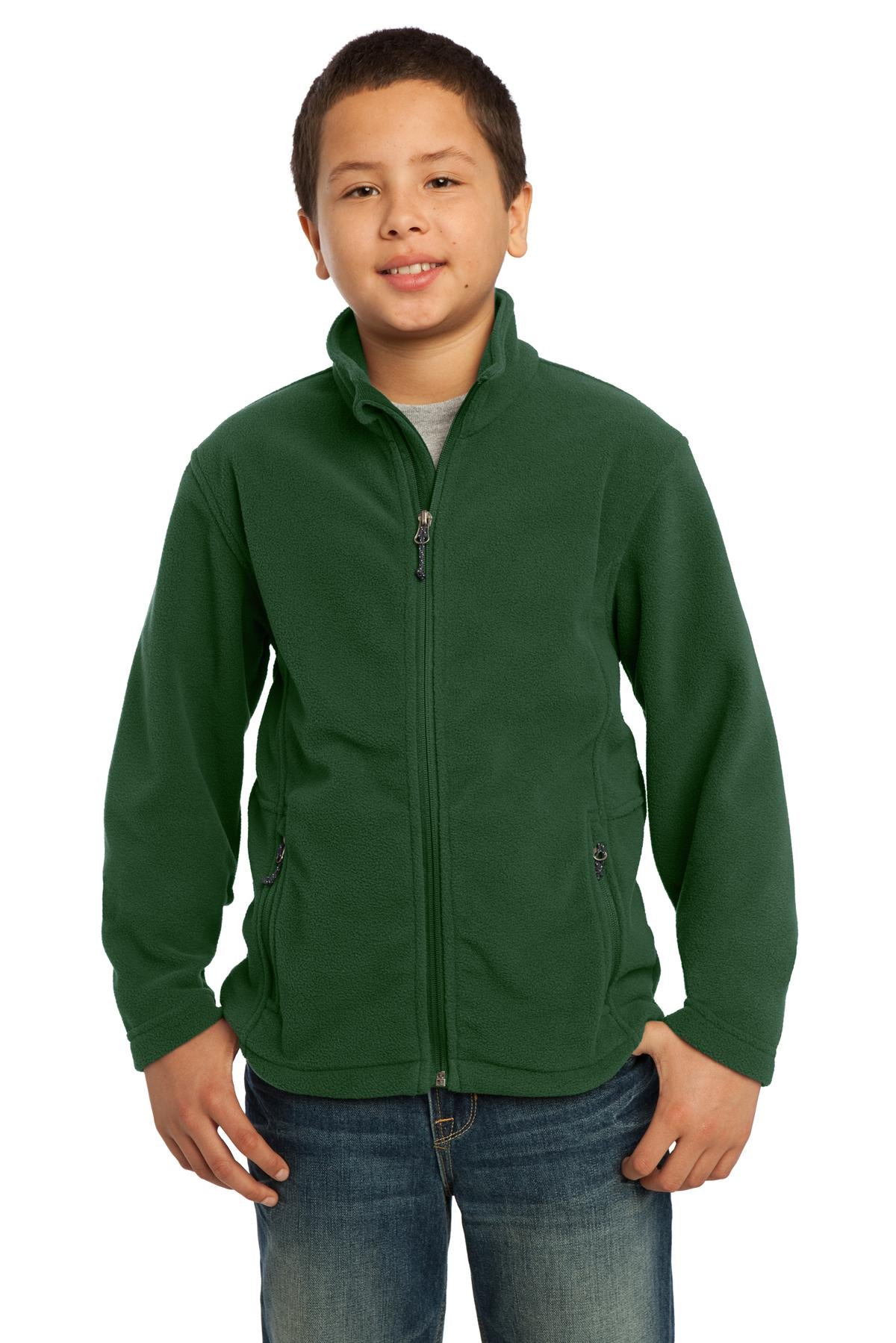 Custom logo Port Authority® Youth Value Fleece Jacket. Y217 in Forest Green