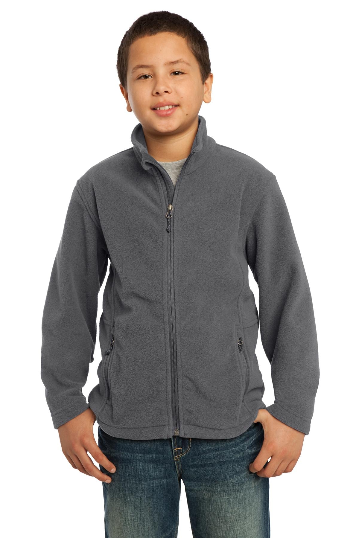 Custom logo Port Authority® Youth Value Fleece Jacket. Y217 in Iron Grey