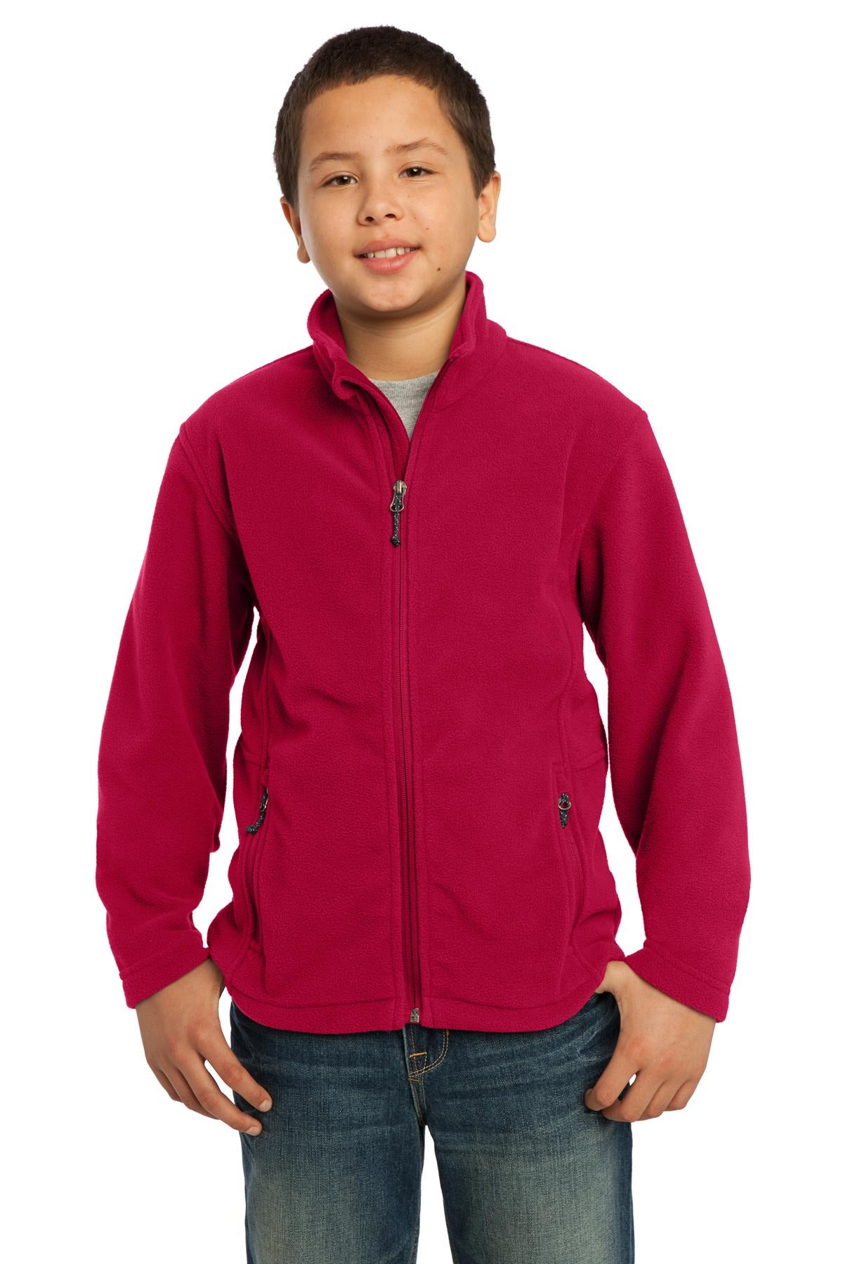 Custom logo Port Authority® Youth Value Fleece Jacket. Y217 in True Red