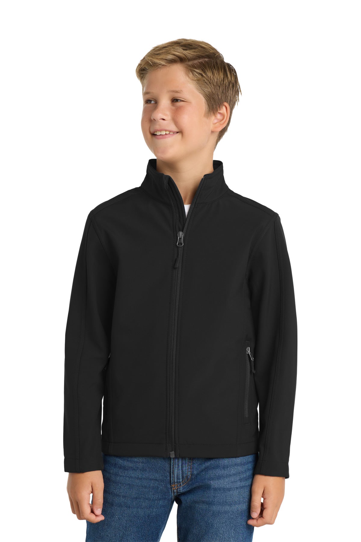 Custom logo Port Authority® Youth Core Soft Shell Jacket. Y317 in Black