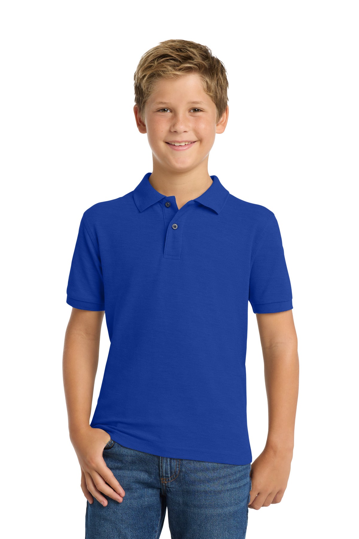 Custom logo Port Authority® Youth Silk Touch™ Polo.  Y500 in Royal