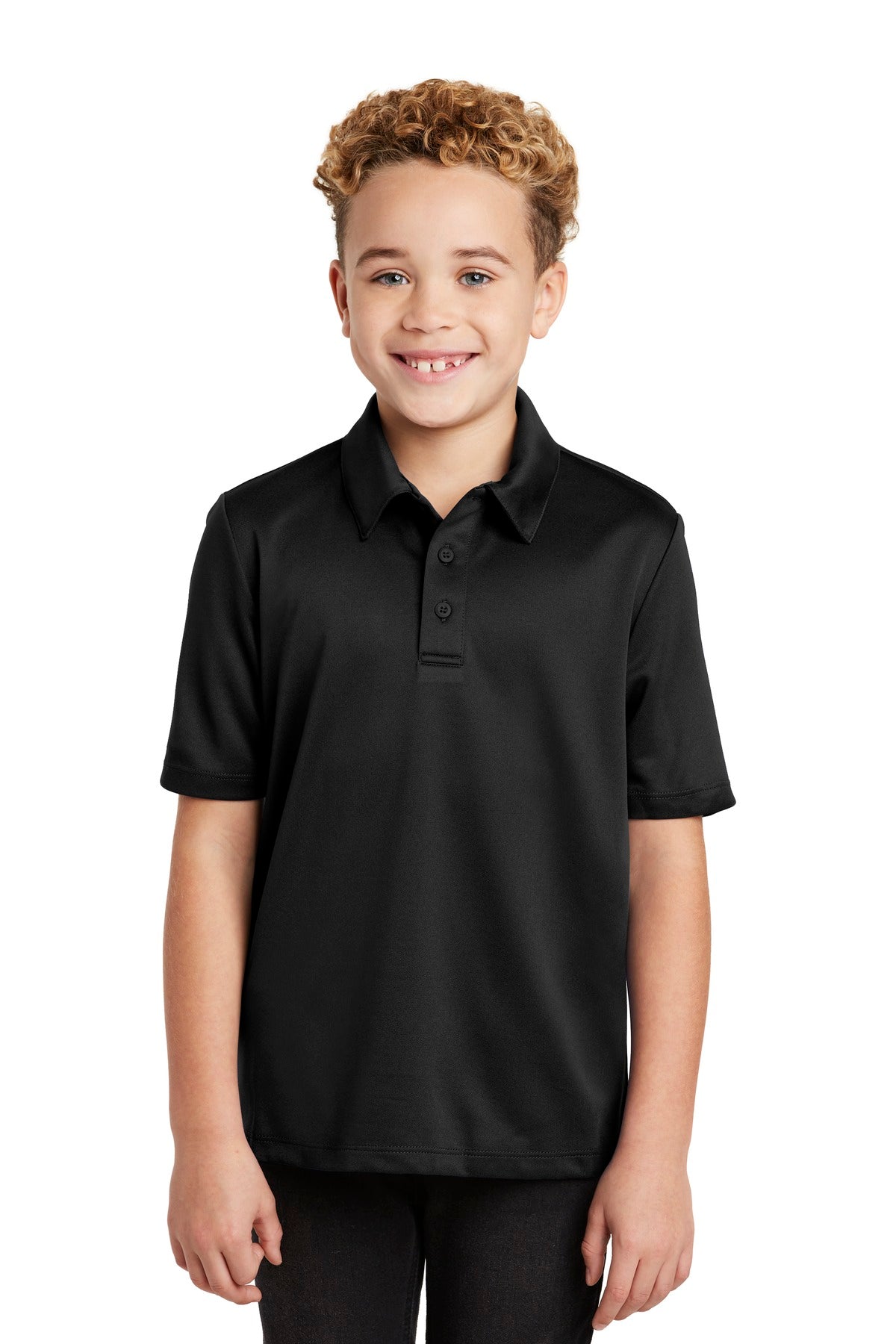 Custom logo Port Authority® Youth Silk Touch™ Performance Polo. Y540 in Black