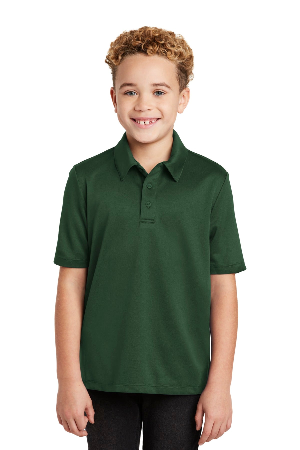 Custom logo Port Authority® Youth Silk Touch™ Performance Polo. Y540 in Dark Green