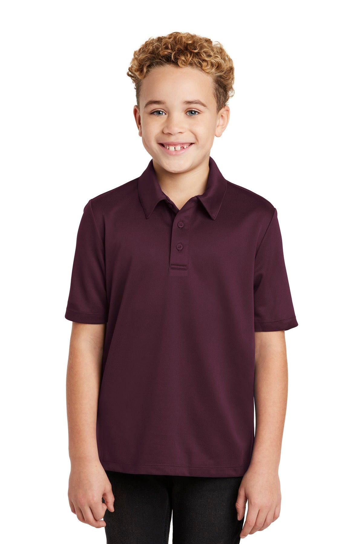 Custom logo Port Authority® Youth Silk Touch™ Performance Polo. Y540 in Maroon