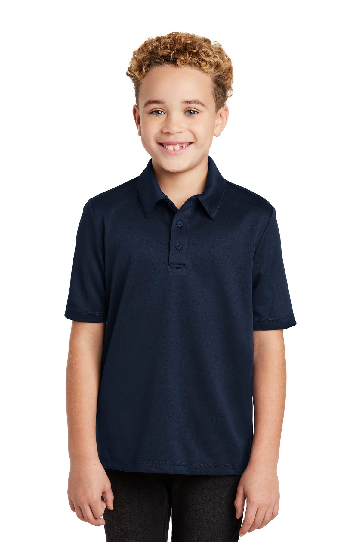 Custom logo Port Authority® Youth Silk Touch™ Performance Polo. Y540 in Navy