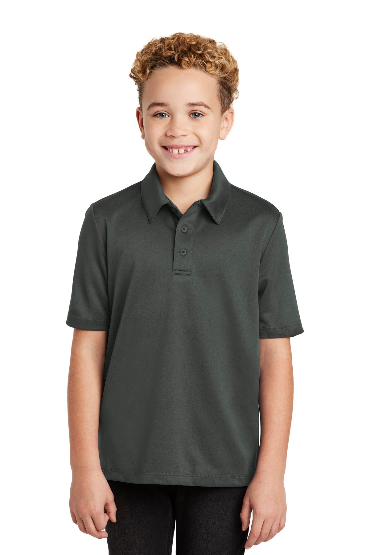 Custom logo Port Authority® Youth Silk Touch™ Performance Polo. Y540 in Steel Grey