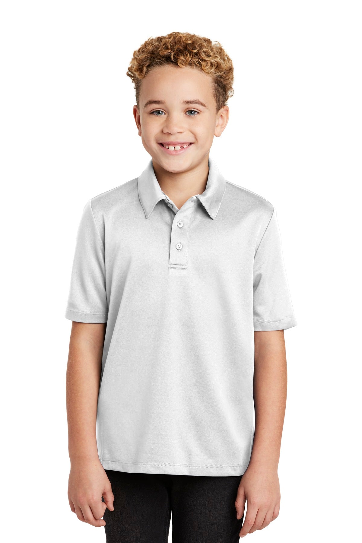 Custom logo Port Authority® Youth Silk Touch™ Performance Polo. Y540 in White