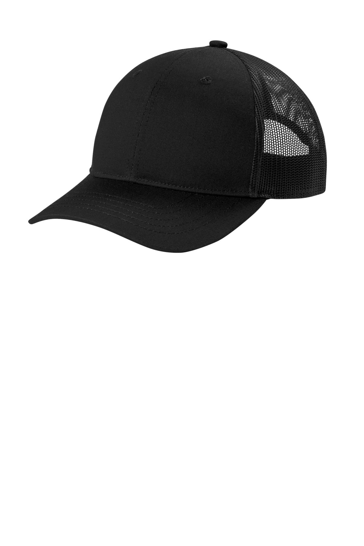 Custom logo Port Authority® Youth Snapback Trucker Cap YC402 in Black