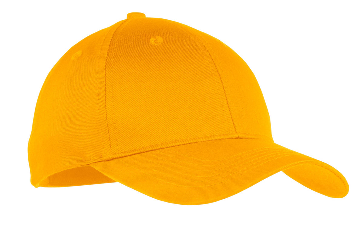 Custom logo Port Authority® Youth Six-Panel Twill Cap.  YCP80 in Athletic Gold