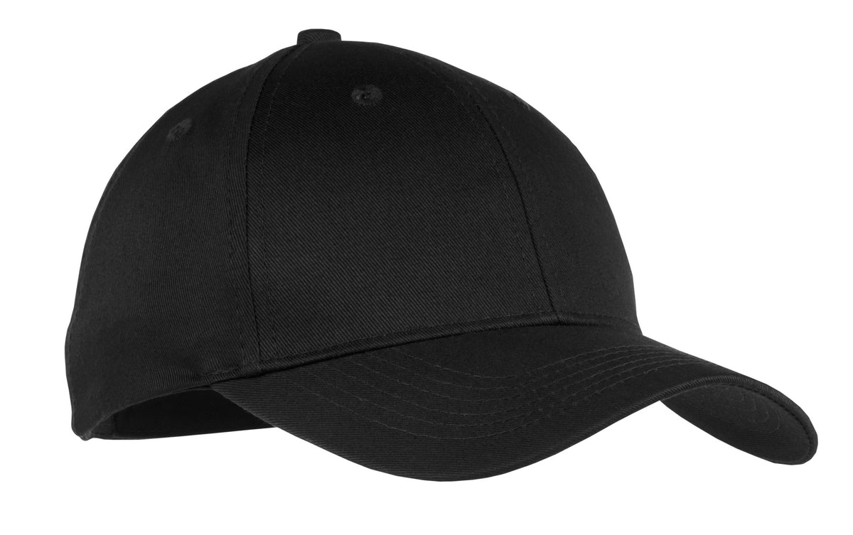 Custom logo Port Authority® Youth Six-Panel Twill Cap.  YCP80 in Black